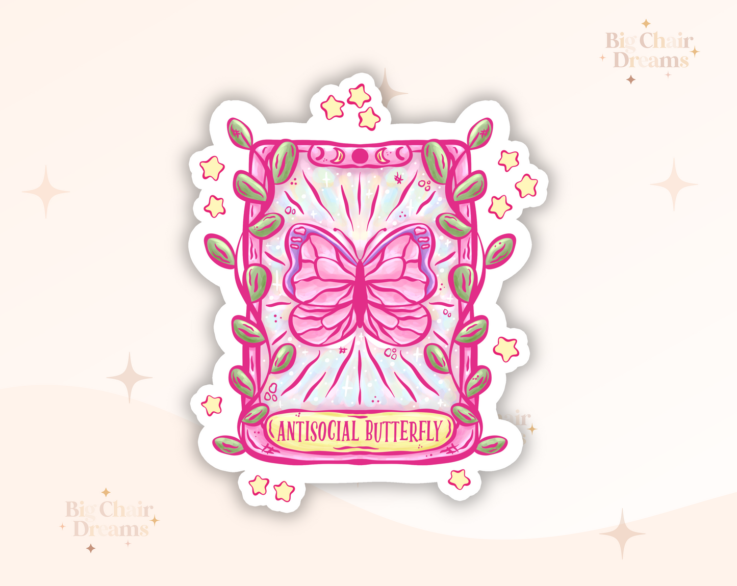 Tarot Card Antisocial Butterfly Sticker - Emotional Support - Tarot Cards