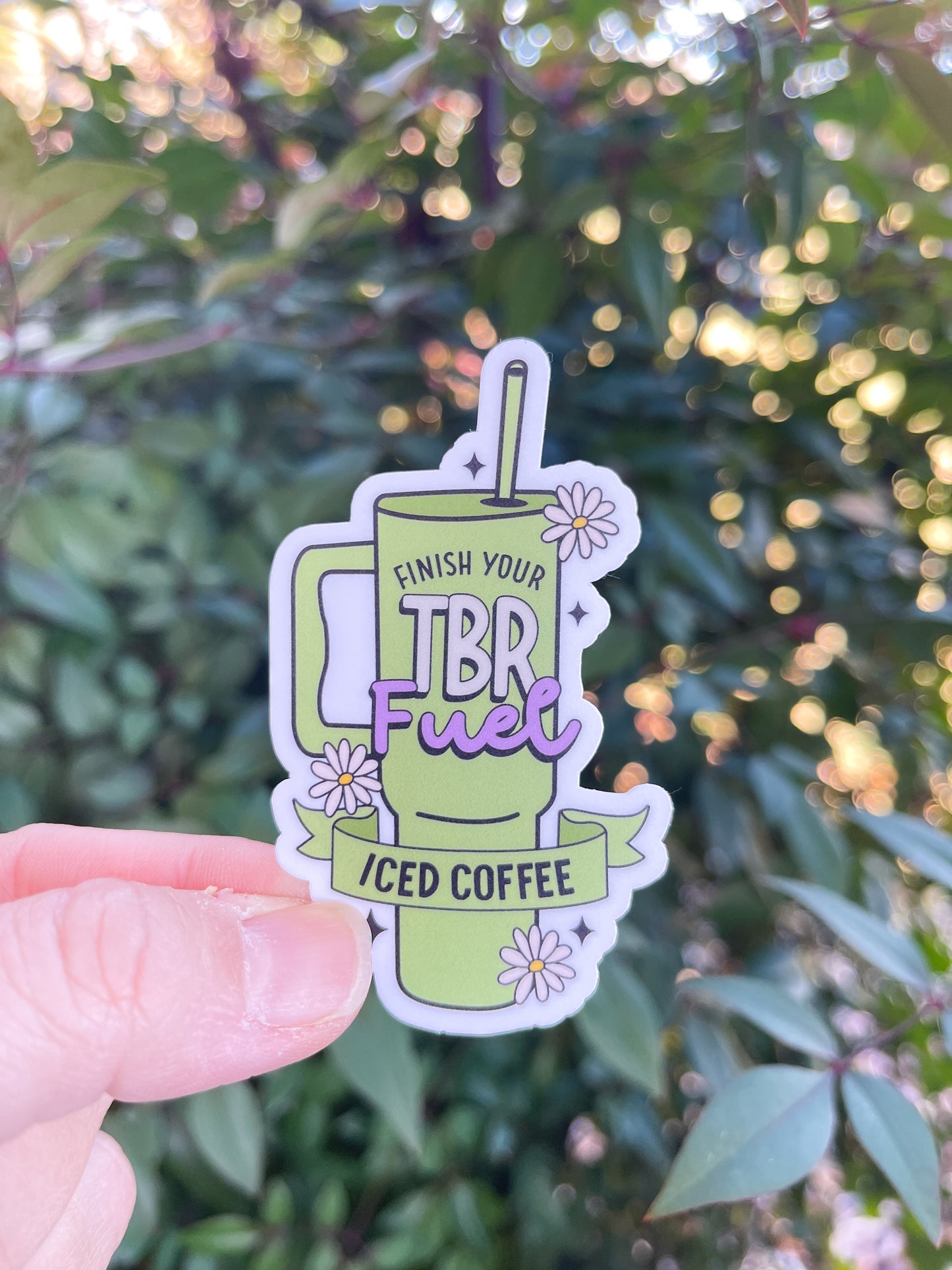 TBR Fuel Sticker -Holographic - Book Lover - Iced Coffee - To-Be-Read Books