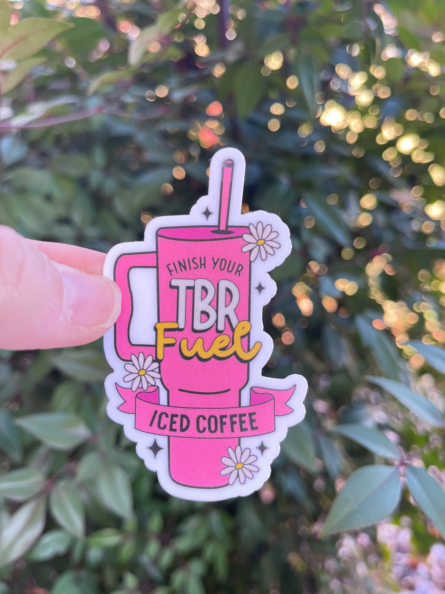 TBR Fuel Sticker -Holographic - Book Lover - Iced Coffee - To-Be-Read Books