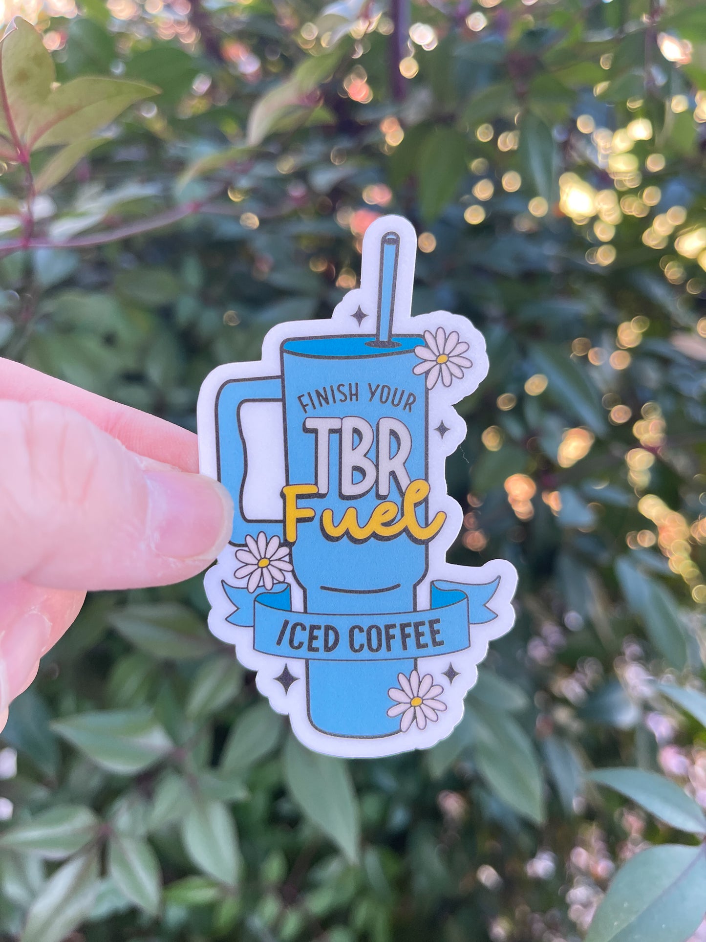 TBR Fuel Sticker -Holographic - Book Lover - Iced Coffee - To-Be-Read Books