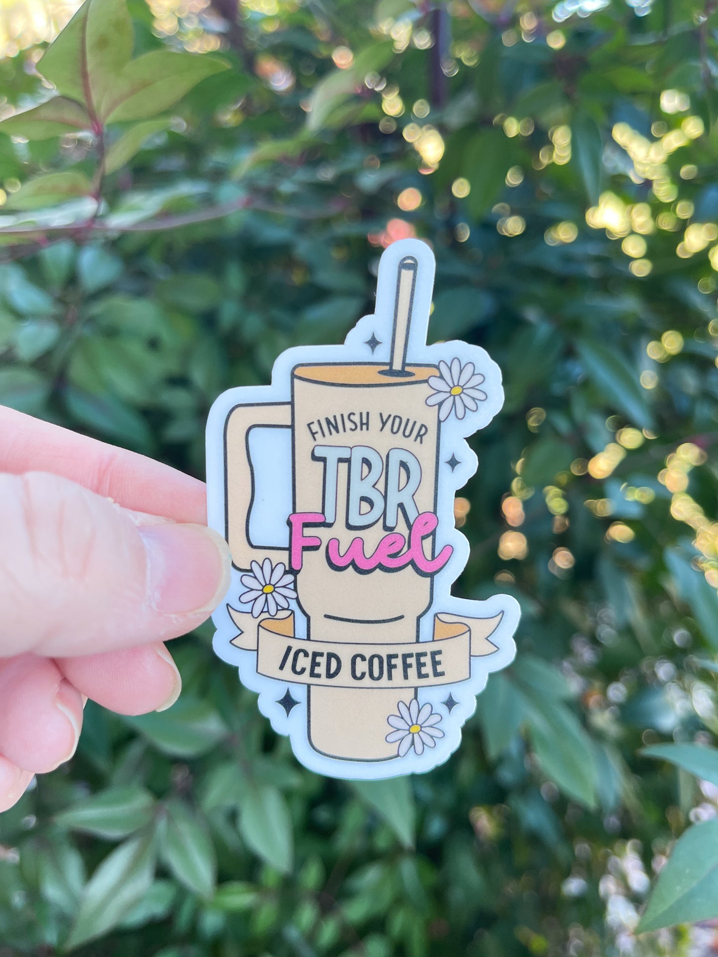 TBR Fuel Sticker -Holographic - Book Lover - Iced Coffee - To-Be-Read Books
