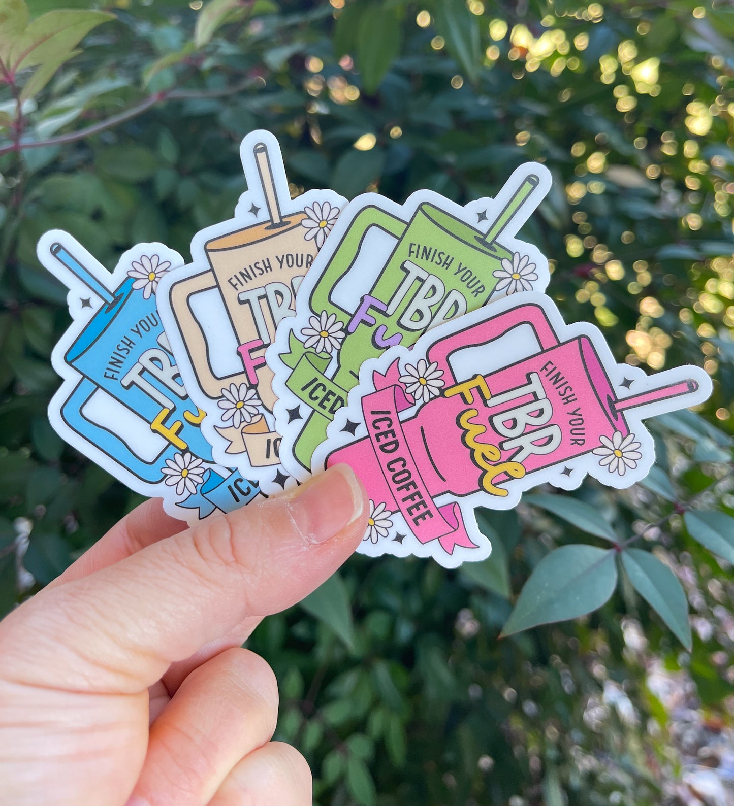 TBR Fuel Sticker -Holographic - Book Lover - Iced Coffee - To-Be-Read Books