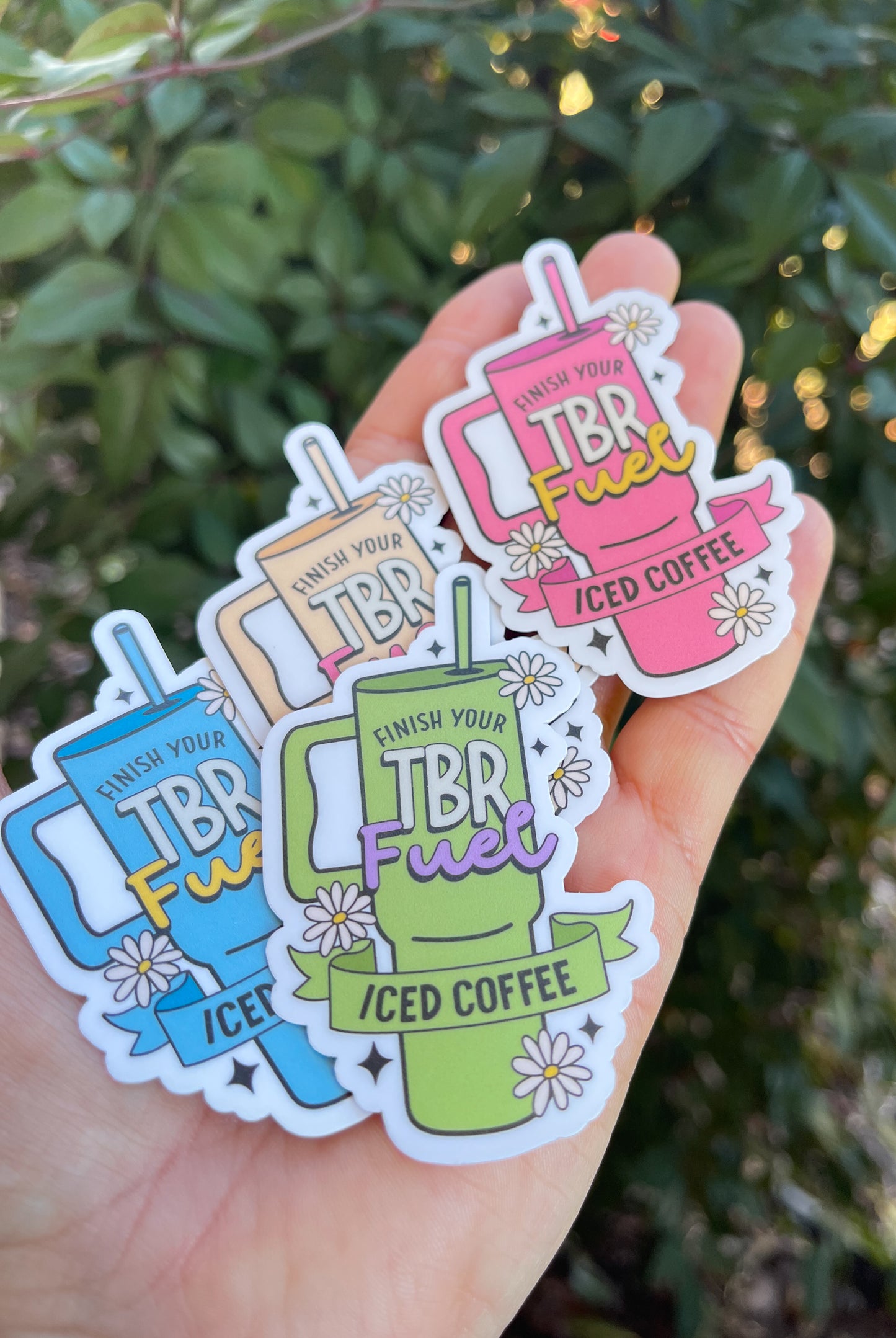 TBR Fuel Sticker -Holographic - Book Lover - Iced Coffee - To-Be-Read Books