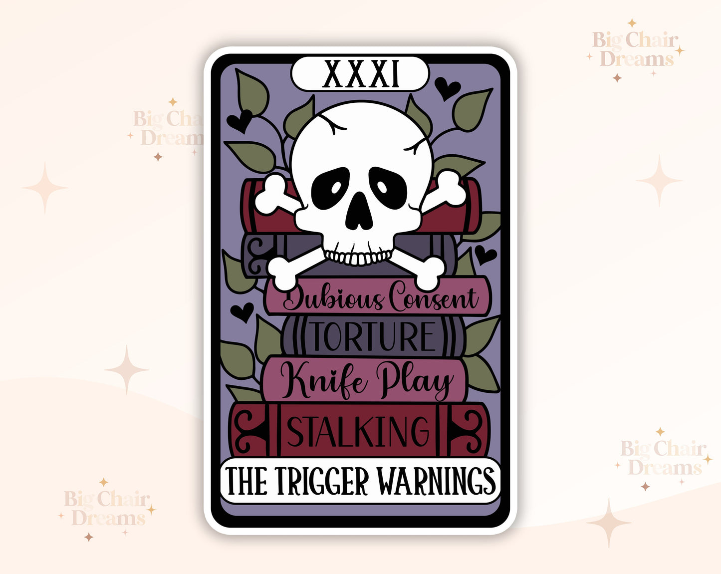 Tarot Card The Trigger Warnings Book Sticker - Book Lover - Smut - Booktok - bookish Sticker - kindle sticker - e-reader - Holographic