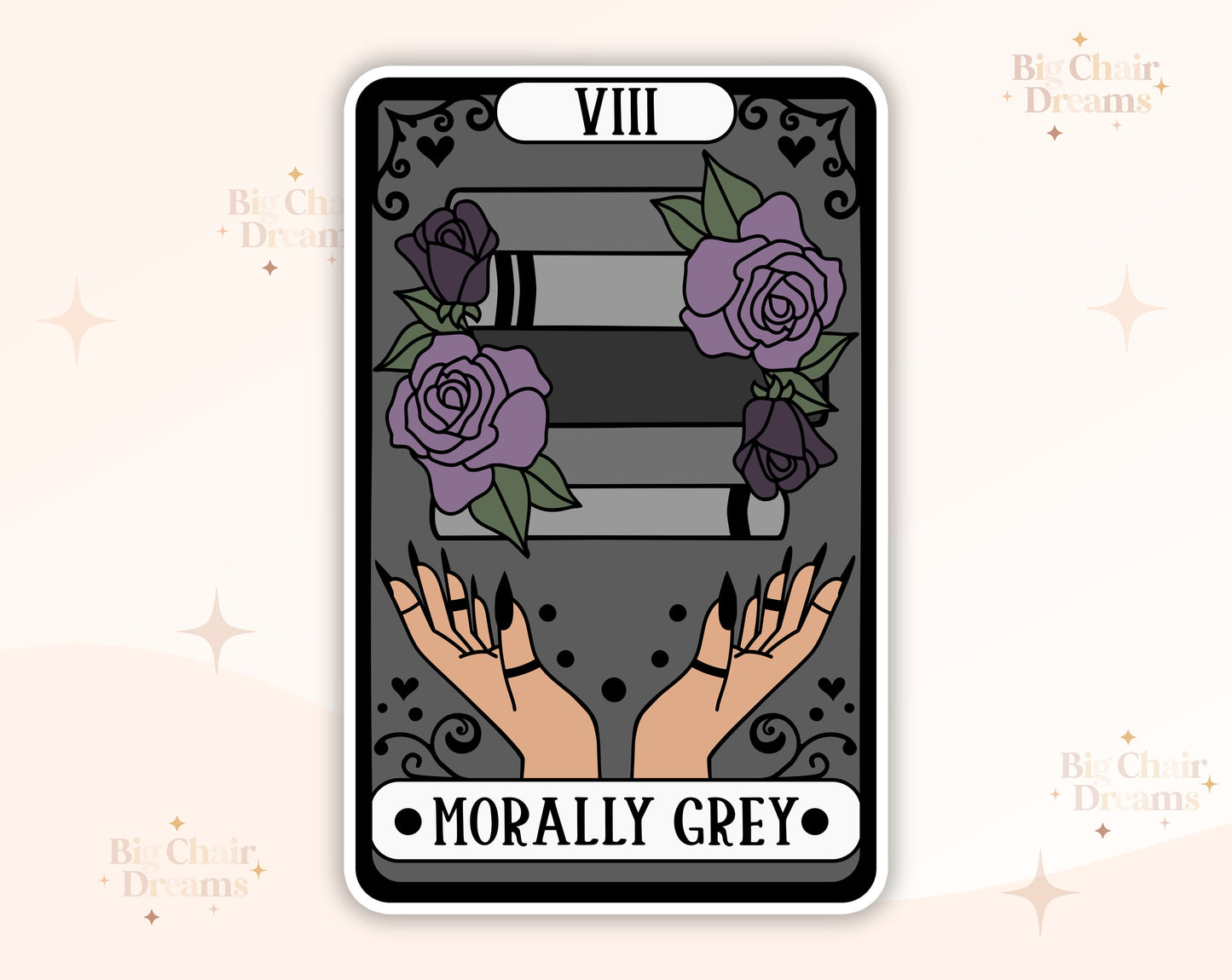 Tarot Card Morally Grey Book Sticker - Book Lover - Smut - Booktok - bookish Sticker - kindle sticker - e-reader - Holographic