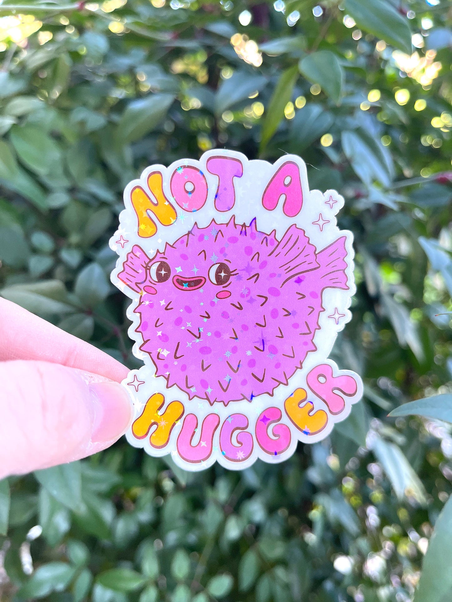 Not a Hugger Sticker - Emotional Support - Neurodivergent - Puffer Fish