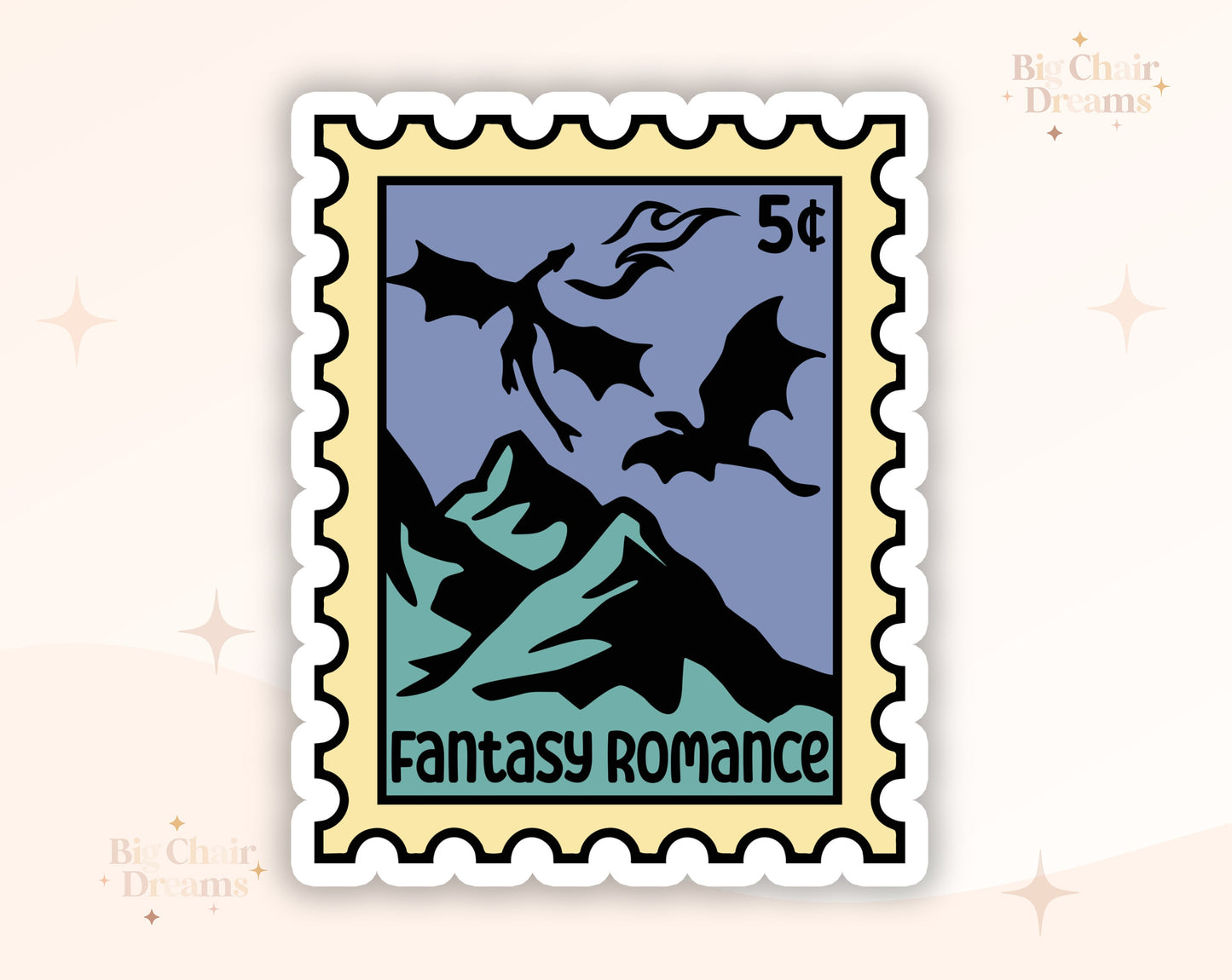 Fantasy Romance Stamp Sticker - Book Lover - Smut - Booktok - bookish Sticker - kindle sticker - e-reader - Booktrope Sticker