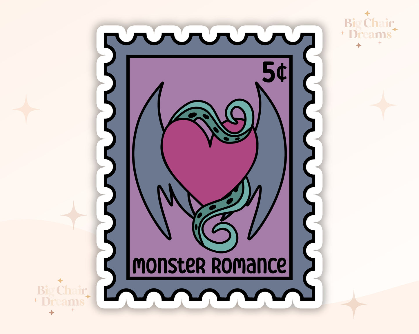 Monster Romance Stamp Sticker - Book Lover - Smut - Booktok - bookish Sticker - kindle sticker - e-reader - Booktrope Sticker
