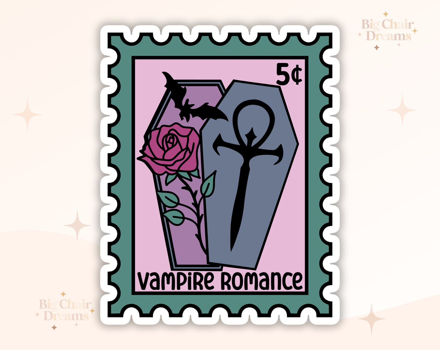 Vampire Romance Stamp Sticker - Book Lover - Smut - Booktok - bookish Sticker - kindle sticker - e-reader - Booktrope Sticker