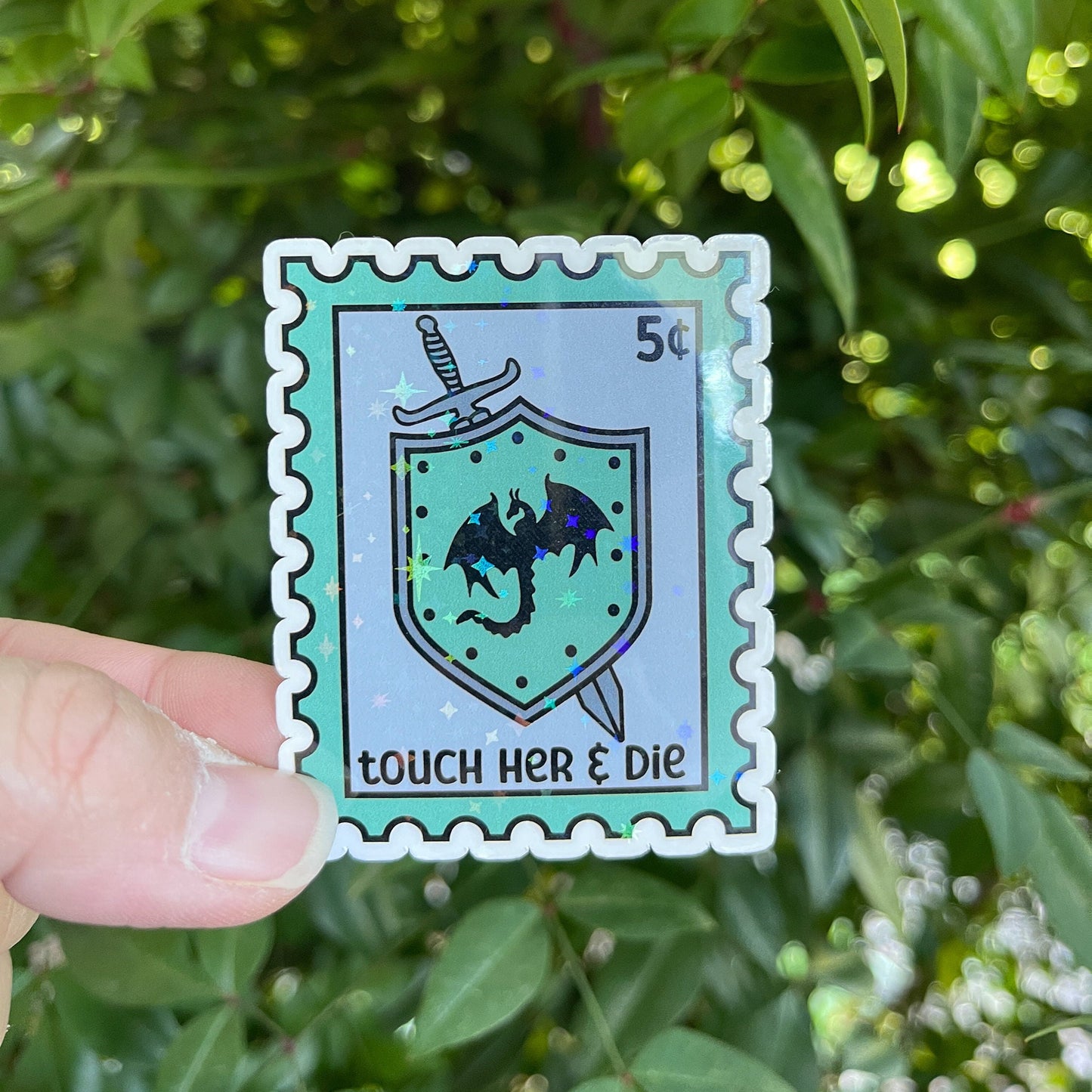 Touch Her and Die Stamp Sticker - Book Lover - Smut - Booktok - bookish Sticker - kindle sticker - e-reader - Booktrope Sticker