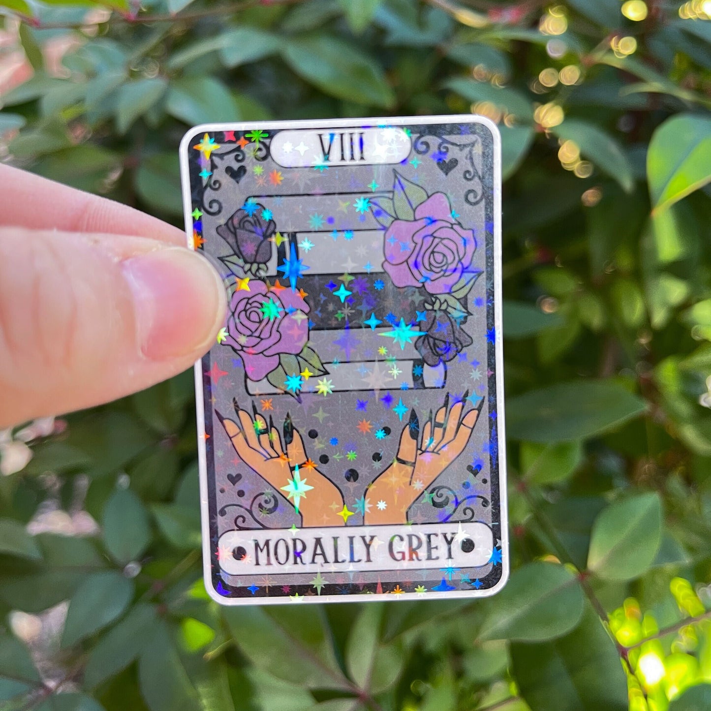 Tarot Card Morally Grey Book Sticker - Book Lover - Smut - Booktok - bookish Sticker - kindle sticker - e-reader - Holographic