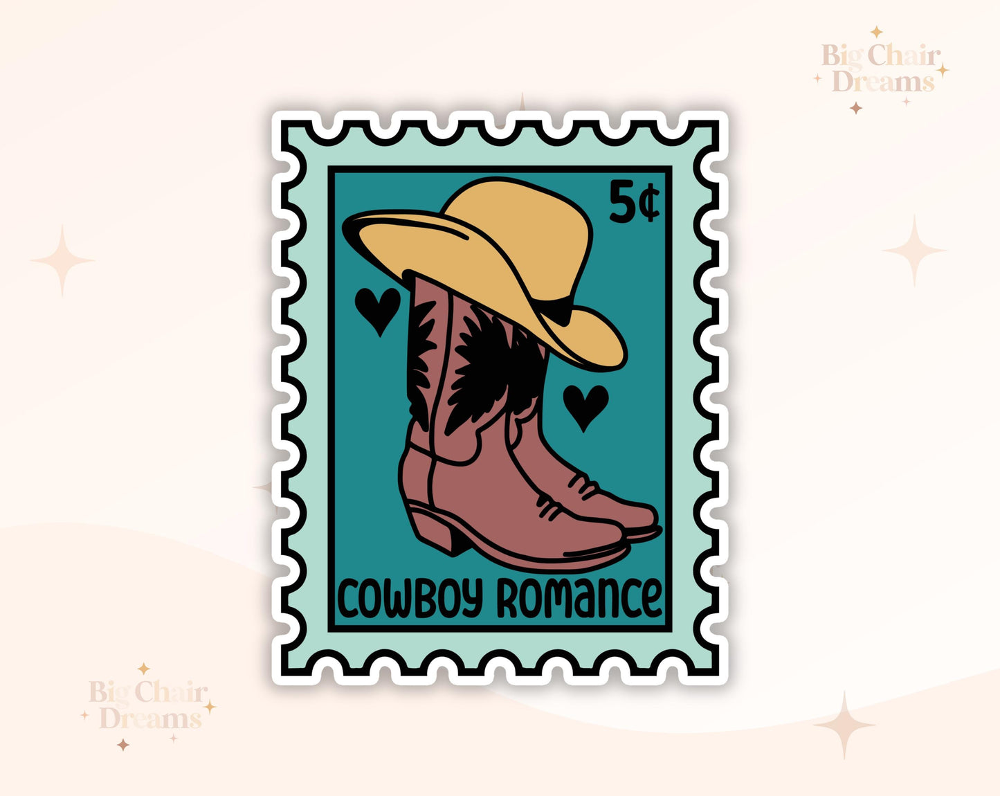 Cowboy Romance Stamp Sticker - Book Lover - Smut - Booktok - bookish Sticker - kindle sticker - e-reader - Booktrope Sticker