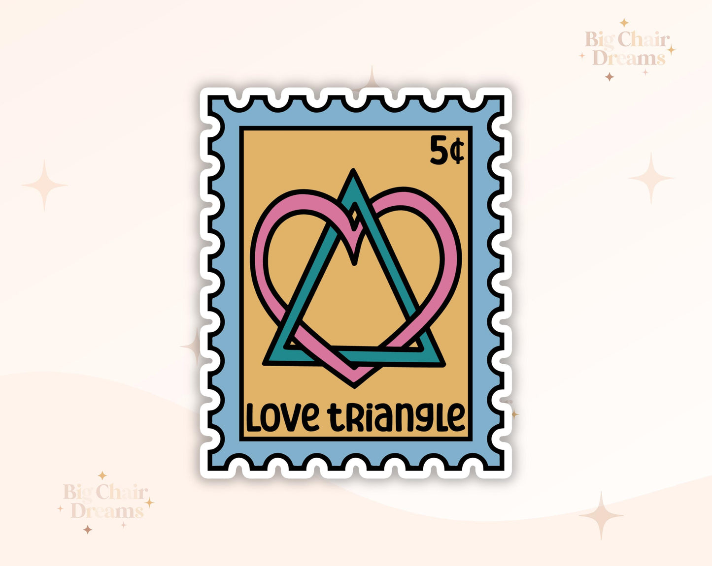 Love Triangle Stamp Sticker - Book Lover - Smut - Booktok - bookish Sticker - kindle sticker - e-reader - Booktrope Sticker