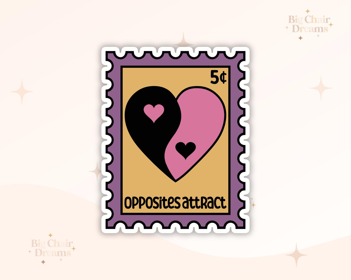 Opposites Attract Stamp Sticker - Book Lover - Smut - Booktok - bookish Sticker - kindle sticker - e-reader - Booktrope Sticker