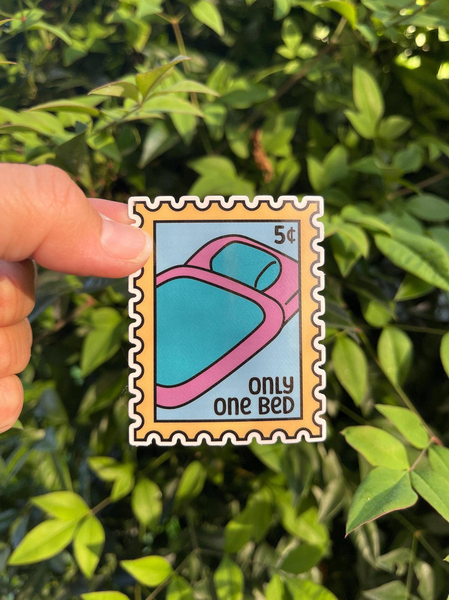 Only One Bed Stamp Sticker - Book Lover - Smut - Booktok - bookish Sticker - kindle sticker - e-reader - Booktrope Sticker
