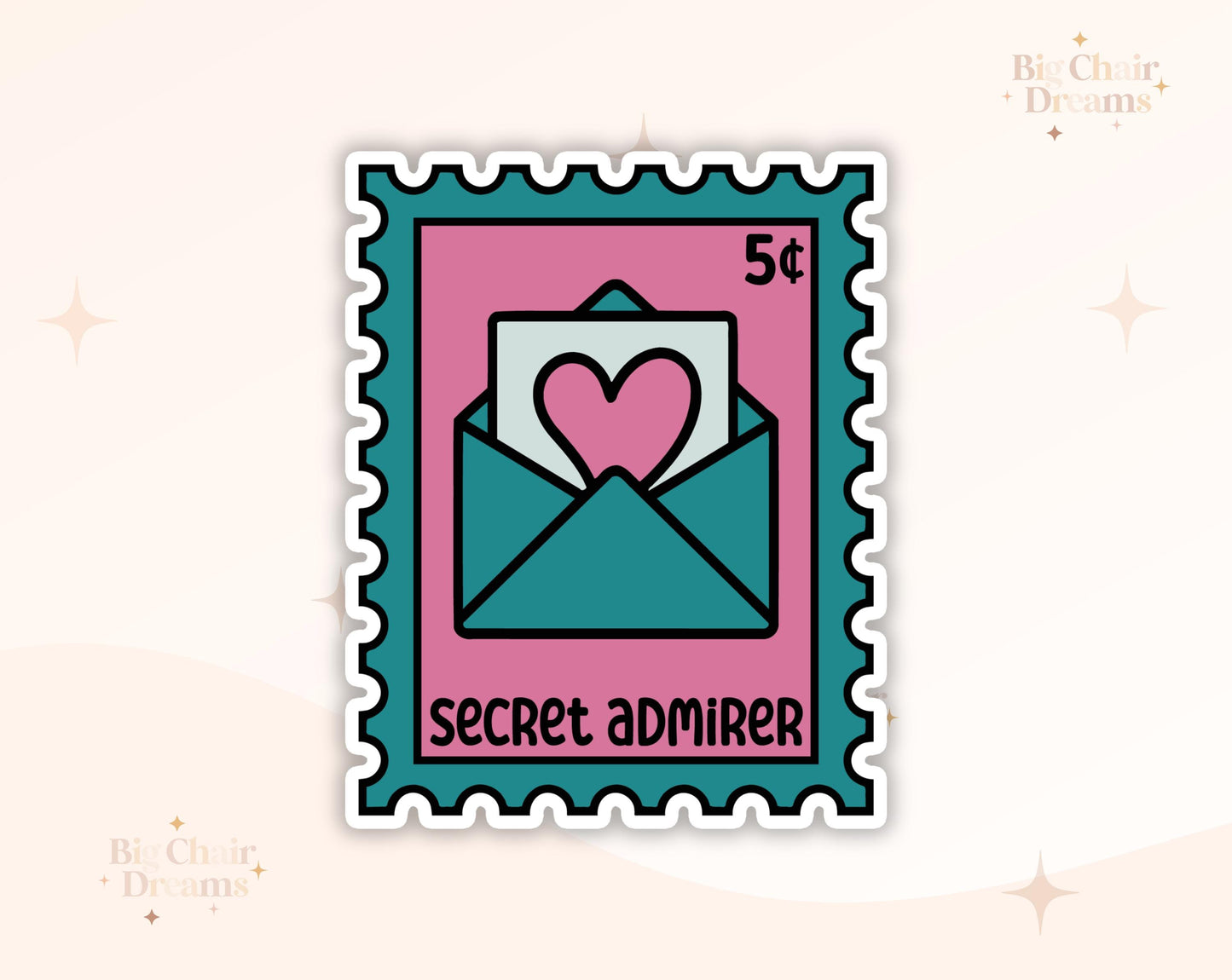Secret Admirer Stamp Sticker - Book Lover - Smut - Booktok - bookish Sticker - kindle sticker - e-reader - Booktrope Sticker
