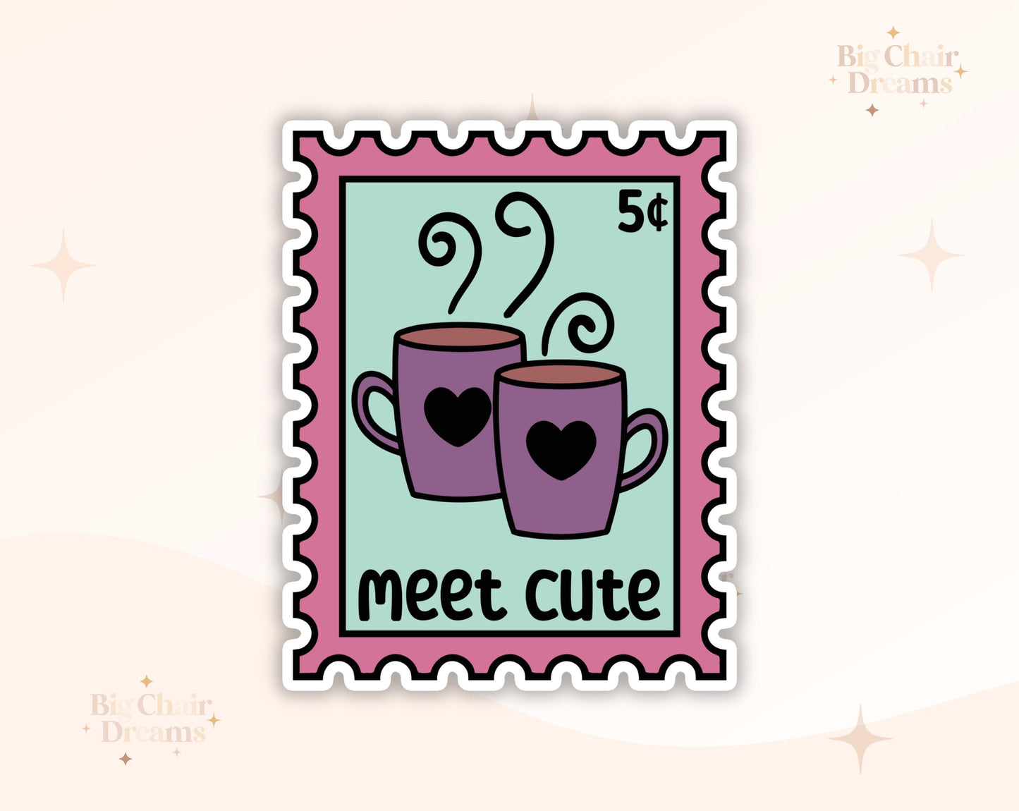 Meet Cute Stamp Sticker - Book Lover - Smut - Booktok - bookish Sticker - kindle sticker - e-reader - Booktrope Sticker
