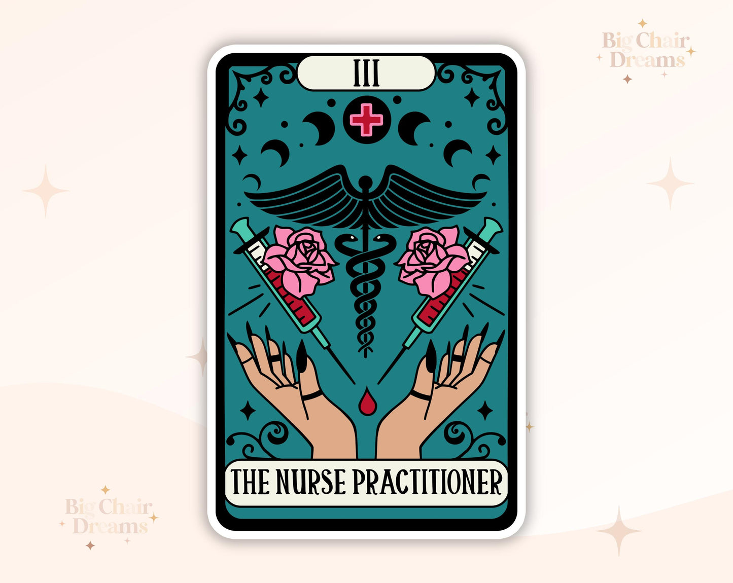 Tarot Card The Nurse Practitioner - Holographic - Nursetok - Kindle Sticker
