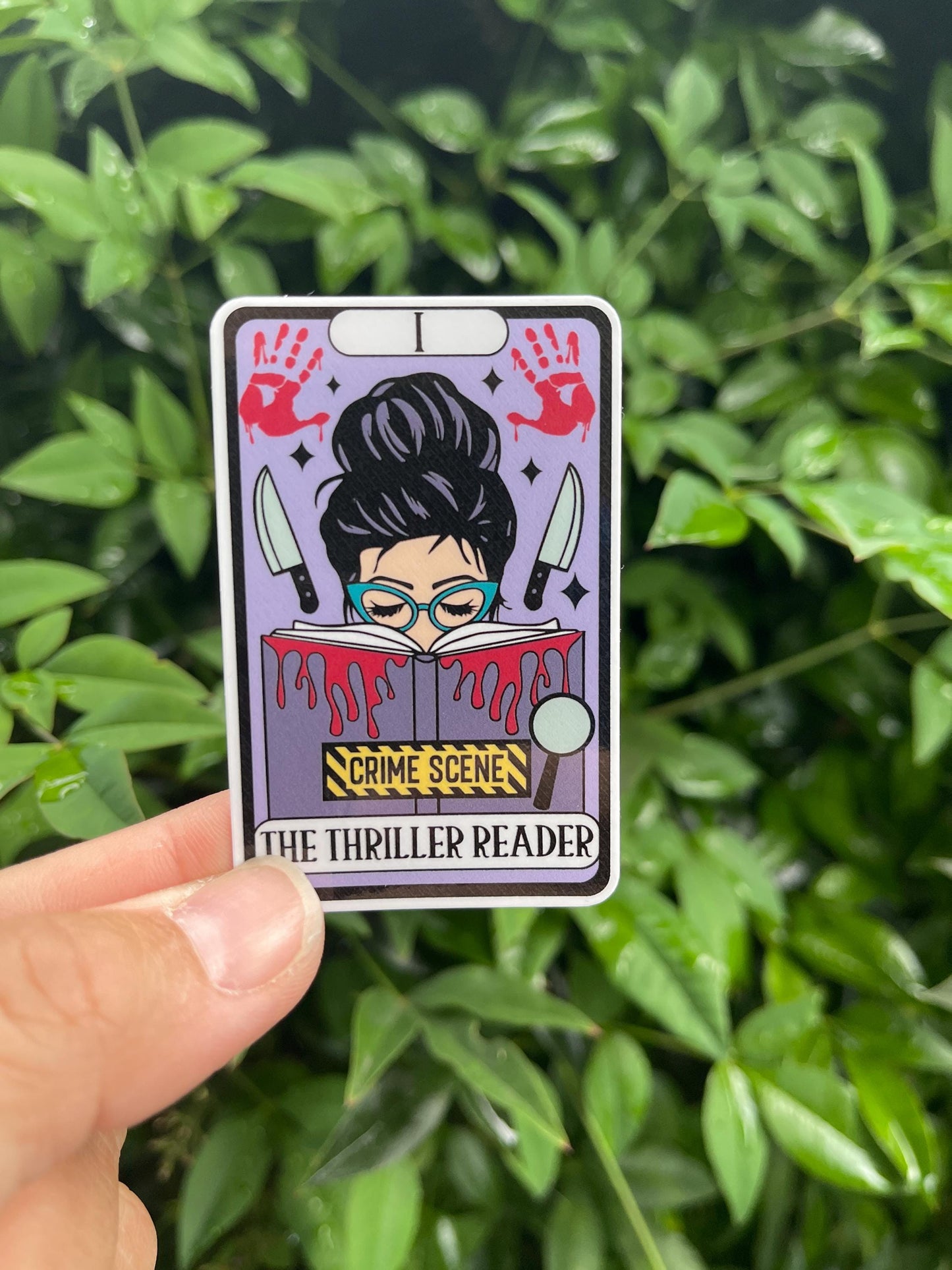 Tarot Card The Thriller Reader Sticker - Book Lover - Crimetok - Booktok - bookish Sticker - kindle sticker - e-reader - True Crime