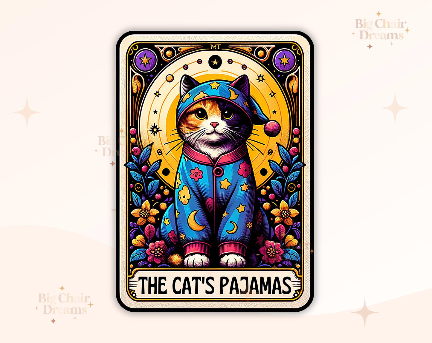 Tarot Card The Cat's Pajamas Sticker - Holographic - Cat Lover - Cats