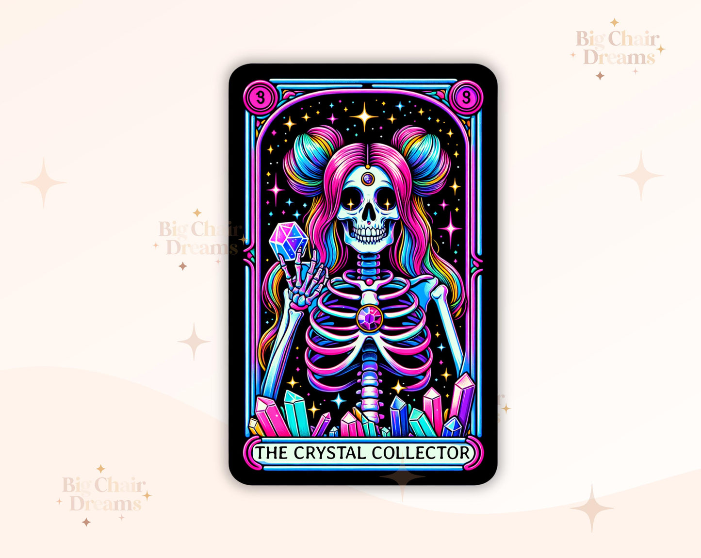 Tarot Card The Crystal Collector Sticker - Holographic - Gemstones - Crystals - Healing