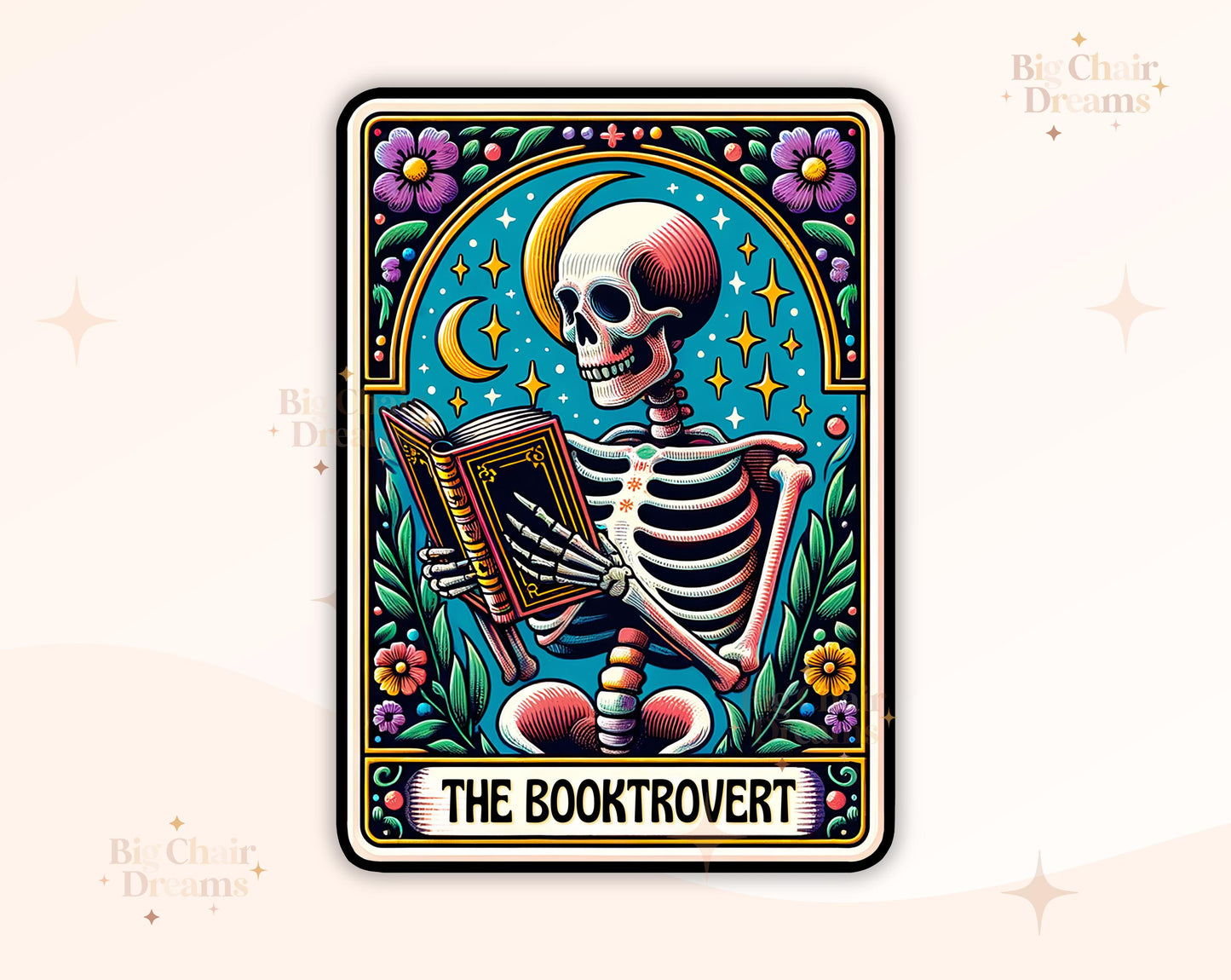 Tarot Card Booktrovert Sticker- Book Lover - Smut - Booktok - bookish Sticker - kindle sticker - e-reader - bookish sticker