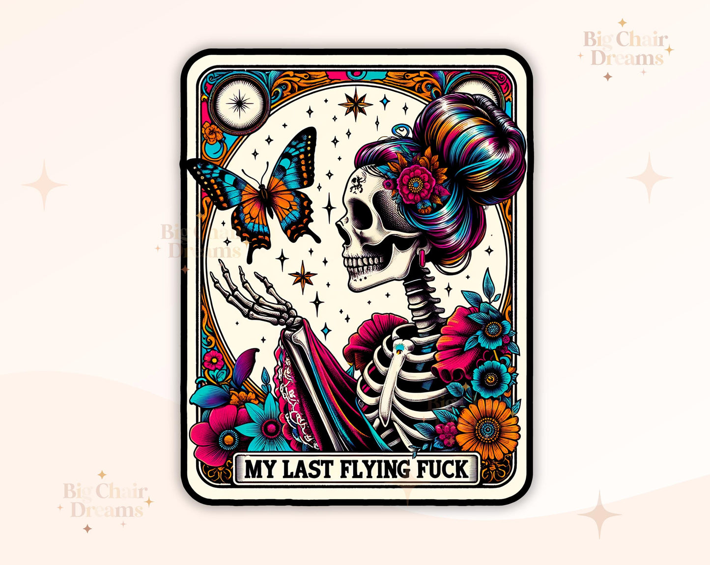 Tarot Card My Last Flying Fuck Sticker - Holographic - Last Nerve - Sarcastic - Funny