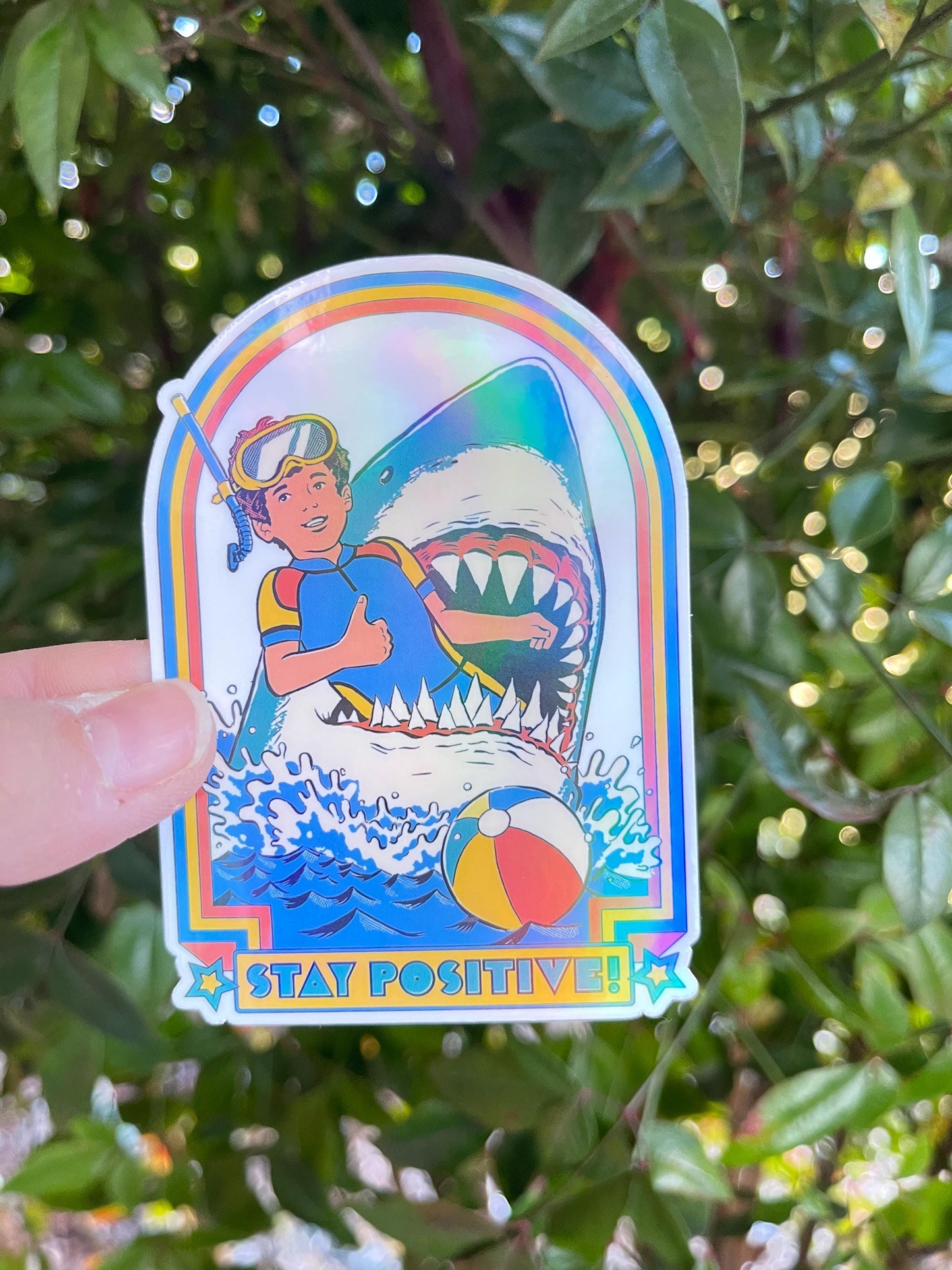 Stay Positive Shark Boy Sticker - Anxiety - Self Help - Emotional Support