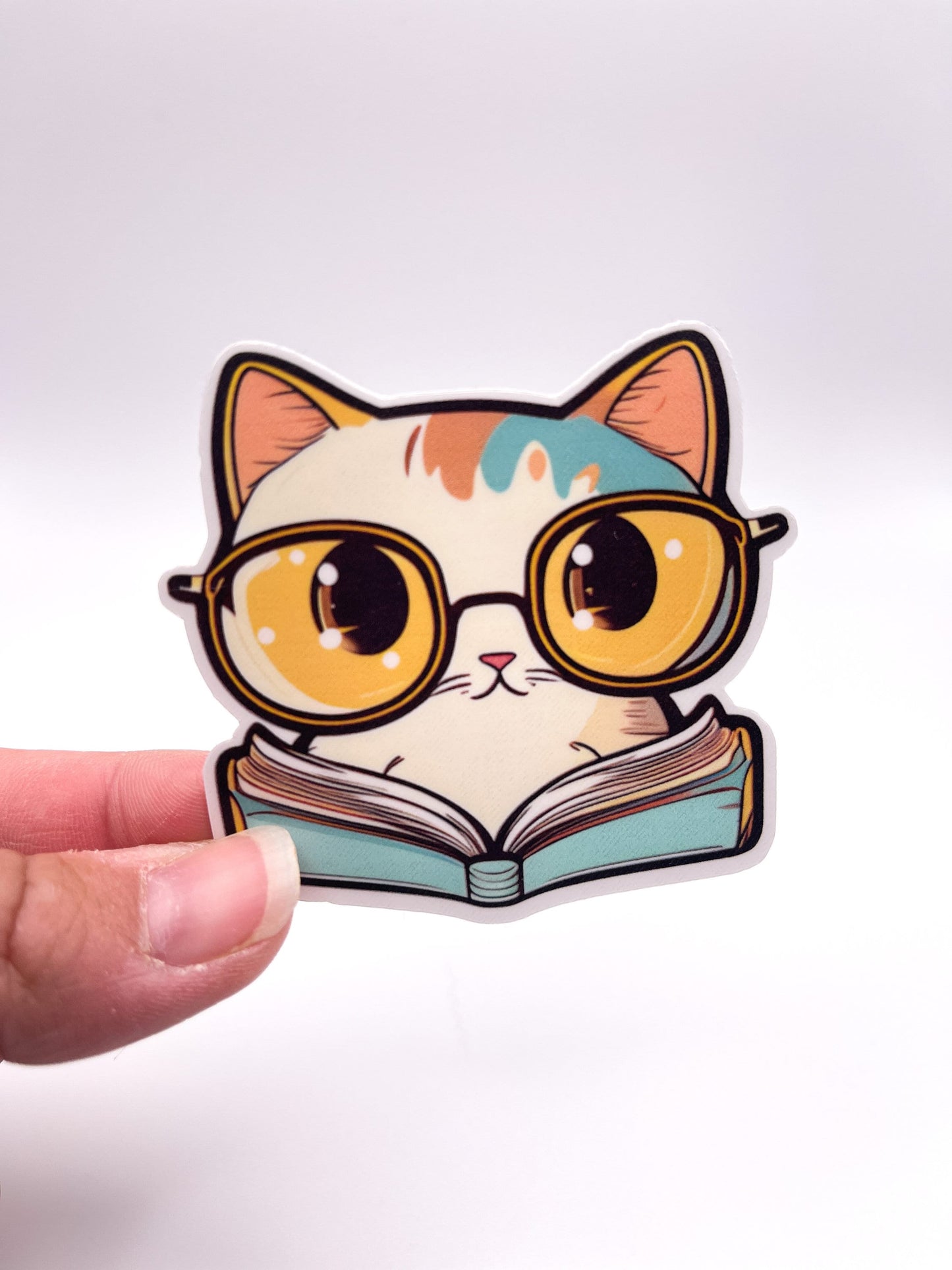 Paint Cat Reading a Book Sticker
