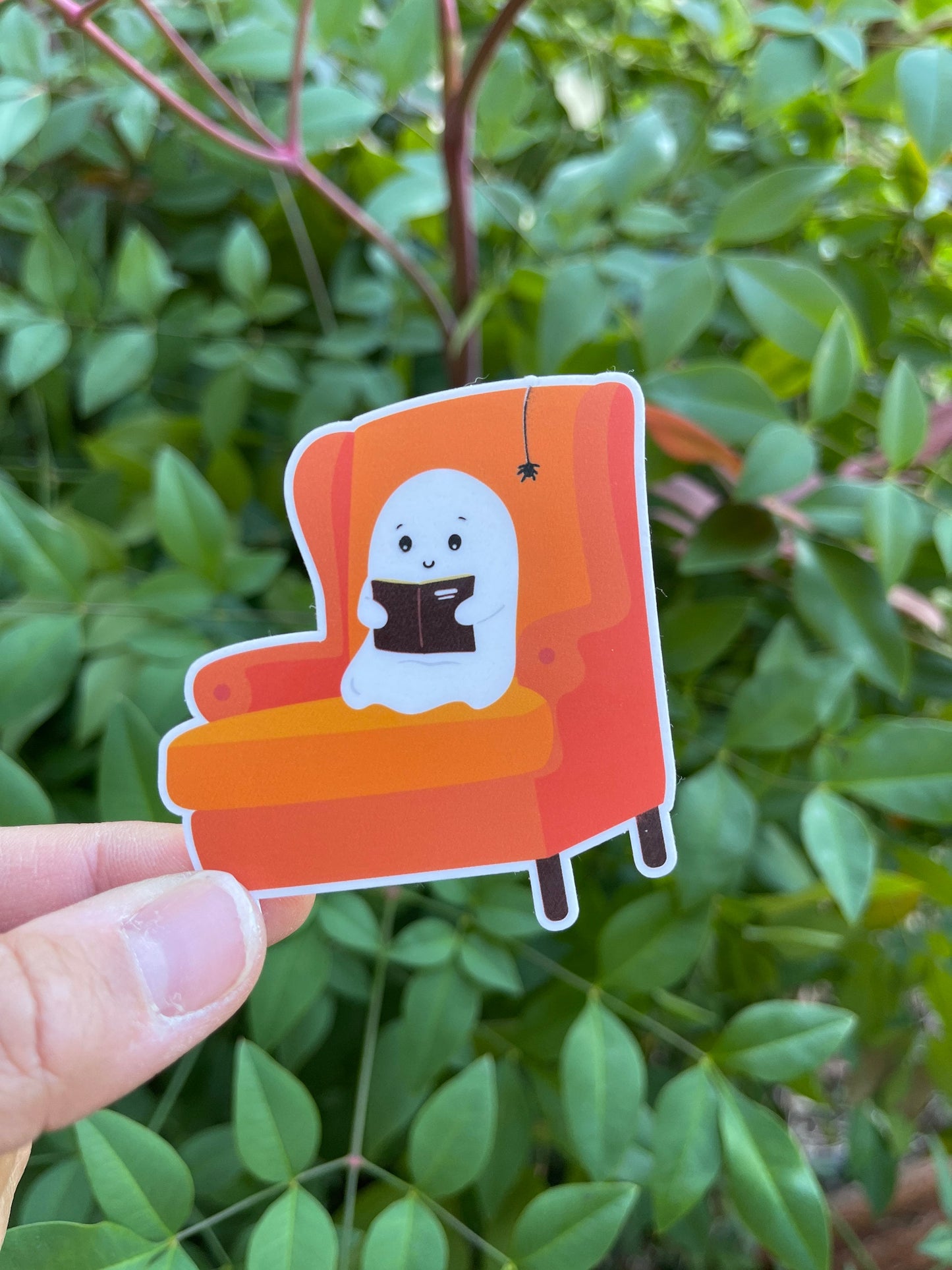 Armchair Ghost Reading Sticker - Halloween Sticker - Ghosts - Skulls - Pumpkins - Booktok
