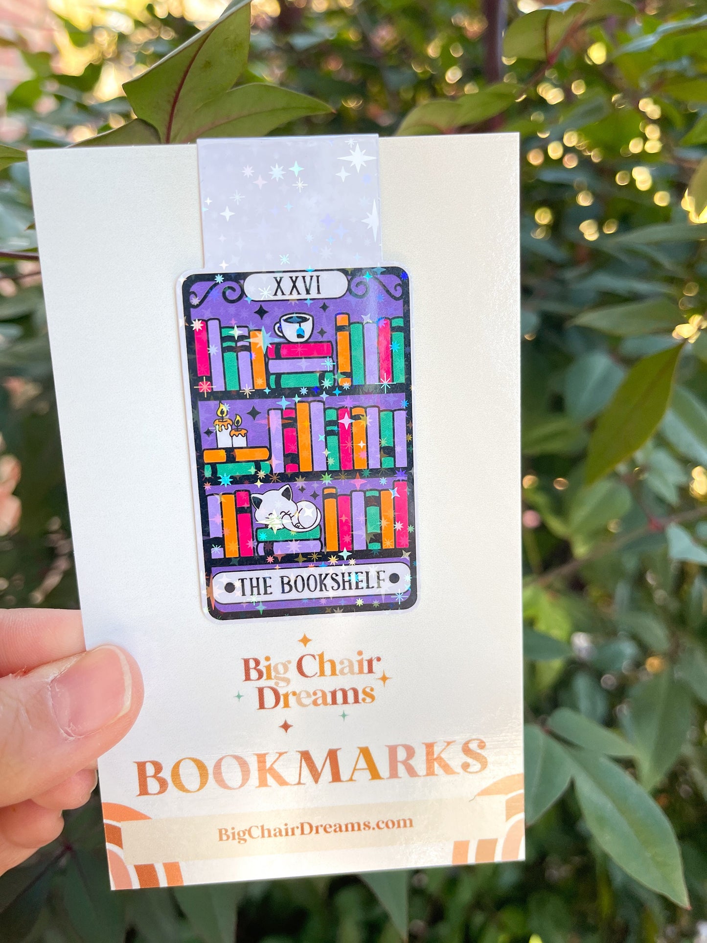 Tarot Card Cat Bookshelf Magnetic Bookmark - Book Lover - Booktok - Holographic