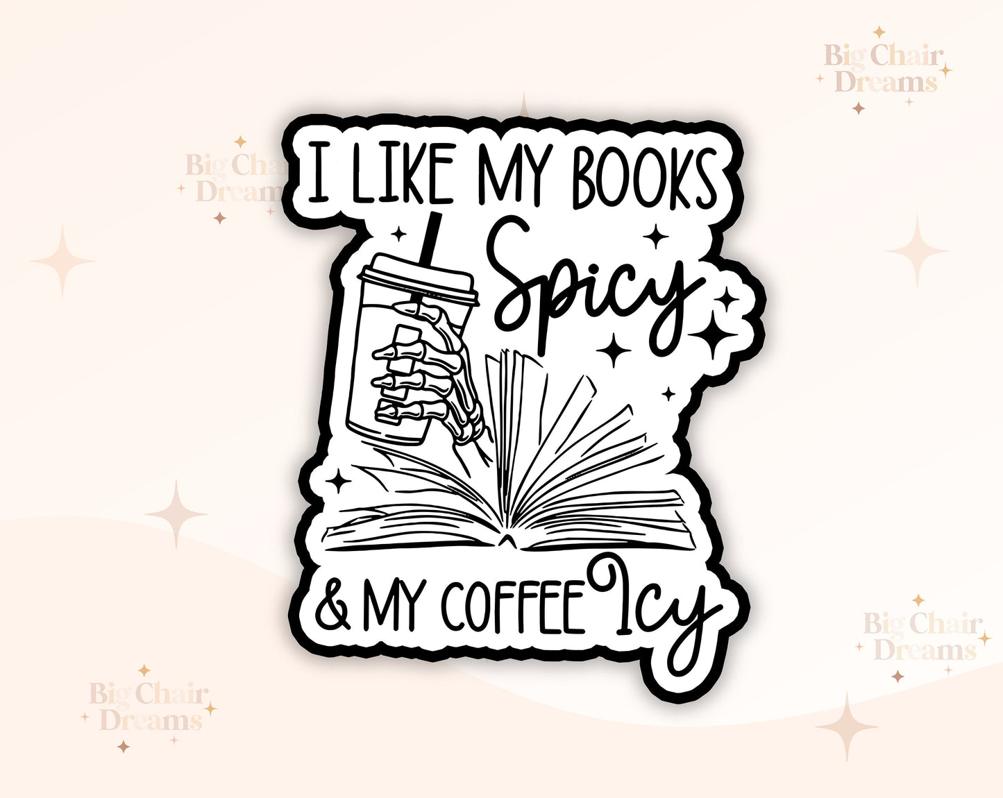 I Like My Books Spicy and My Coffee Icy Sticker -  Book Lover - Smut - Booktok - bookish Sticker - kindle sticker - e-reader