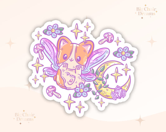 Corgi Fairy Sticker - Doglover - Corgilover - Holographic - Dogtok