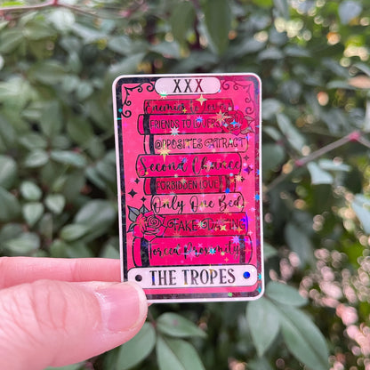 Tarot Card The Book Tropes Sticker - Book Lover - Smut - Booktok - bookish Sticker - kindle sticker - e-reader - Holographic