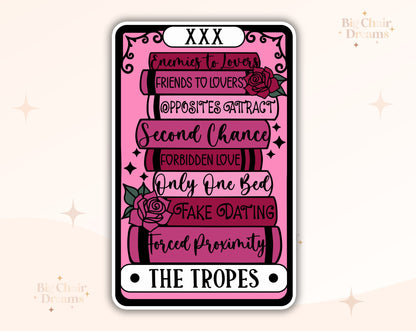 Tarot Card The Book Tropes Sticker - Book Lover - Smut - Booktok - bookish Sticker - kindle sticker - e-reader - Holographic