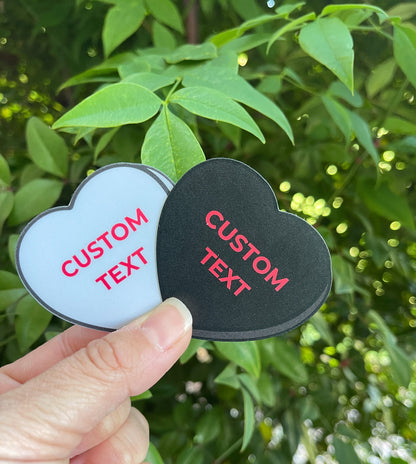 Black and Gray Custom Candy Heart Stickers - Holographic - Personalized Candy Hearts - Booktrope Hearts - Morally Grey