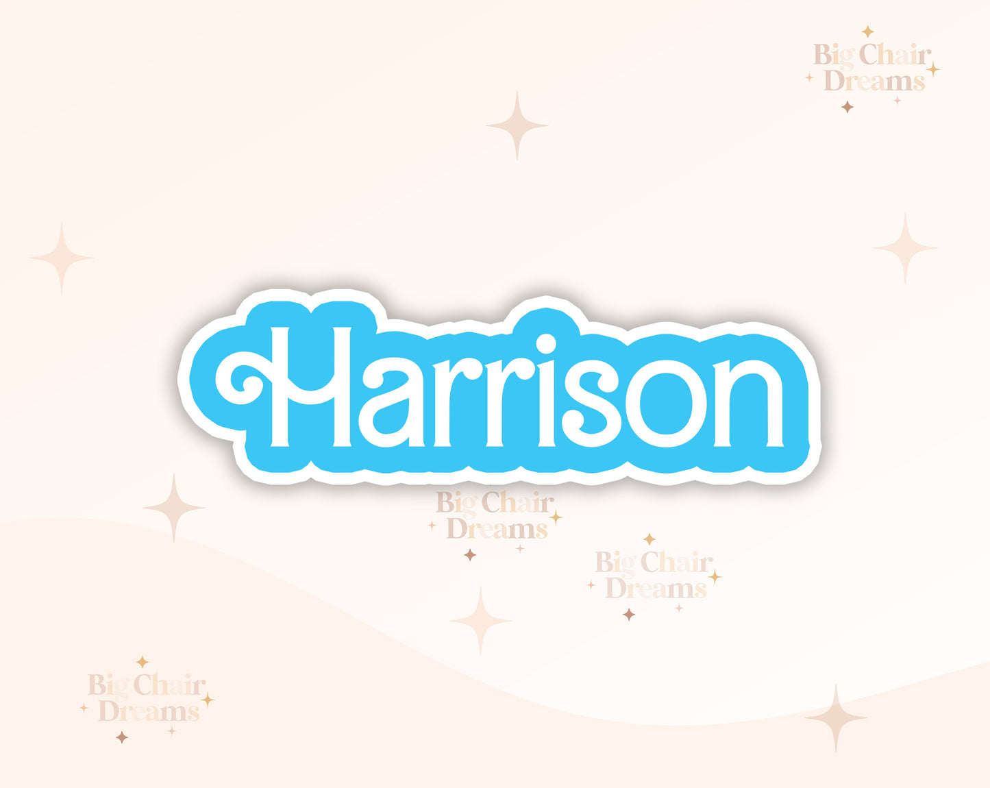 Customized Name Sticker - Retro 90's - Blue - Personalized Stickers - Name Tags