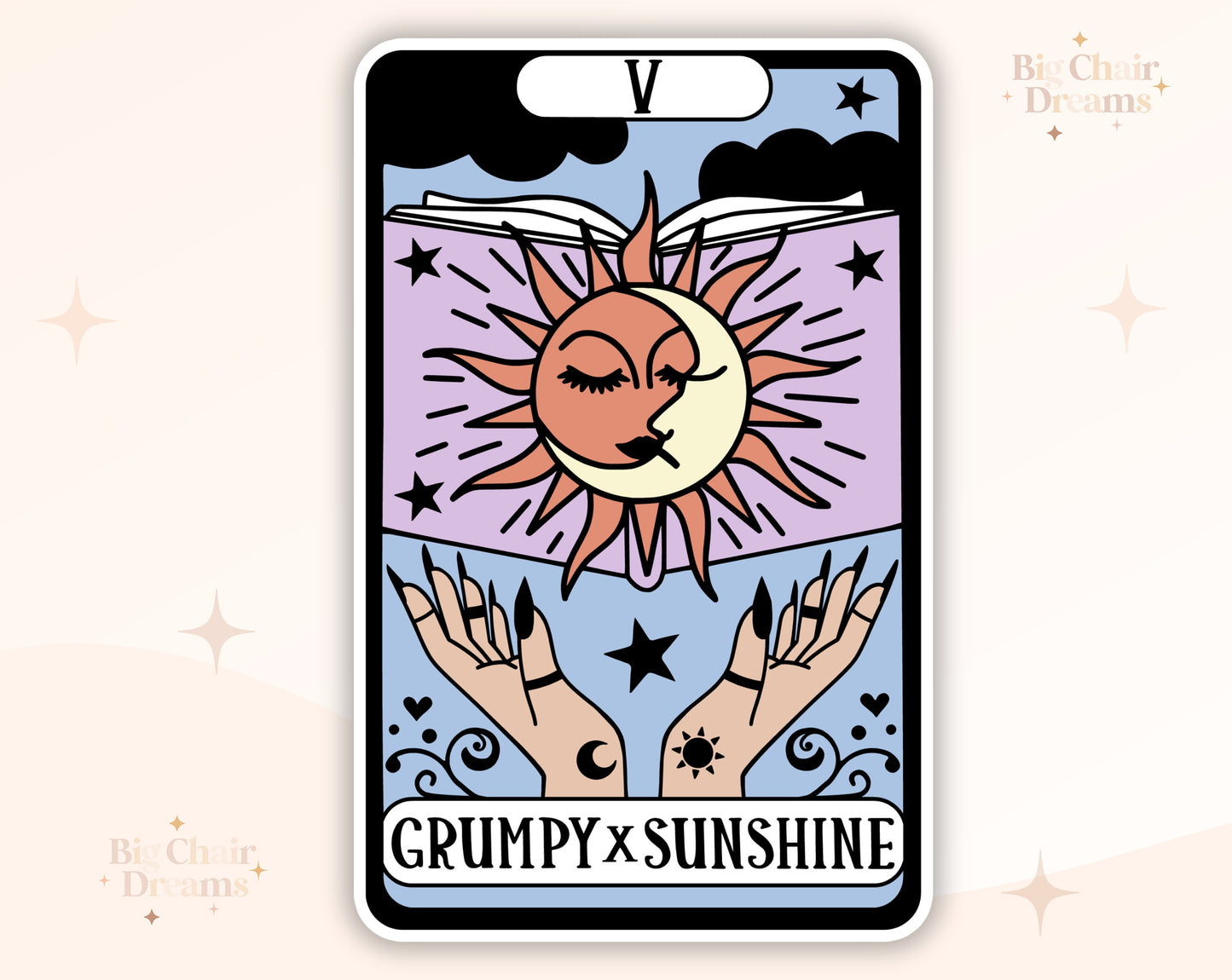 Tarot Card Grumpy x Sunshine Sticker - Book Lover - Booktok - bookish Sticker - kindle sticker - e-reader - bookish sticker