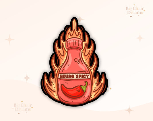 Neuro Spicy Sticker - Emotional Support - Spicy Sticker - Hot Sauce - Chili Pepper - Neurodivergent