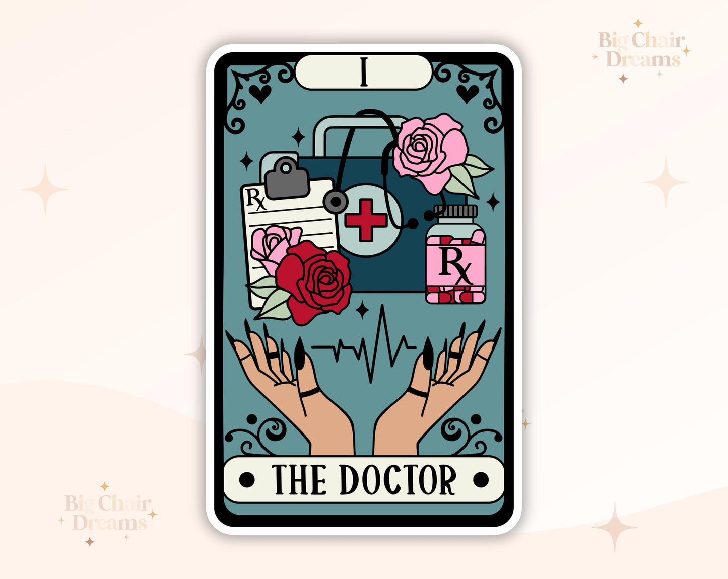 Tarot Card The Doctor Sticker - Holographic -  Doctok - Kindle Sticker