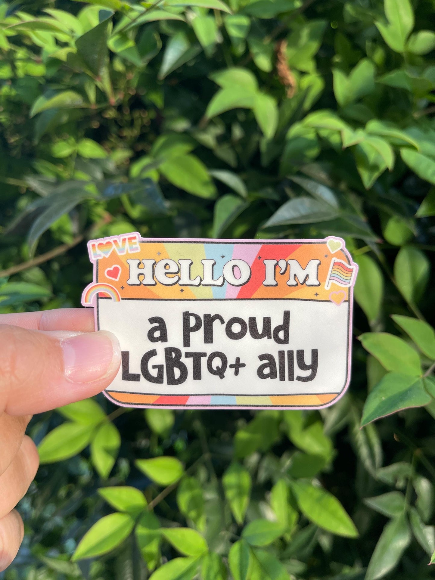 Hello Proud LGBTQ+ Ally Sticker - Ally - LGBTQ+ - LoveisLove - Hello Sticker