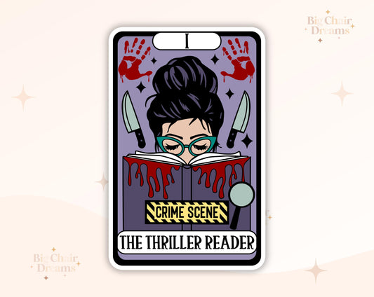 Tarot Card The Thriller Reader Sticker - Book Lover - Crimetok - Booktok - bookish Sticker - kindle sticker - e-reader - True Crime