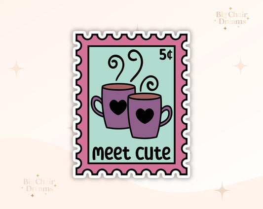 Meet Cute Stamp Sticker -  Book Lover - Smut - Booktok - bookish Sticker - kindle sticker - e-reader - Booktrope Sticker