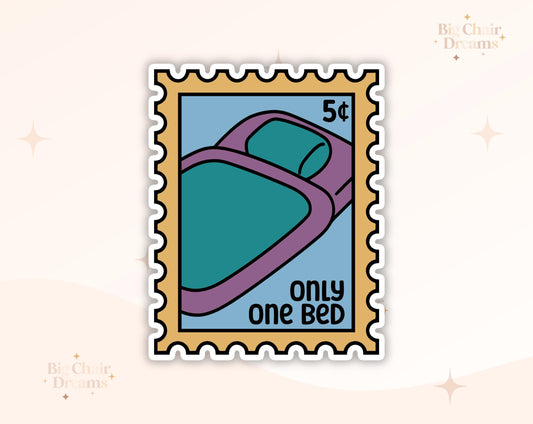 Only One Bed Stamp Sticker -  Book Lover - Smut - Booktok - bookish Sticker - kindle sticker - e-reader - Booktrope Sticker