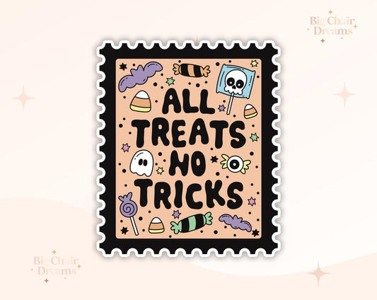 All Treats No Tricks Sticker - Halloween - Ghost - Fall - Candy - Trick - Treat