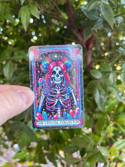 Tarot Card The Crystal Collector Sticker - Holographic - Gemstones - Crystals - Healing