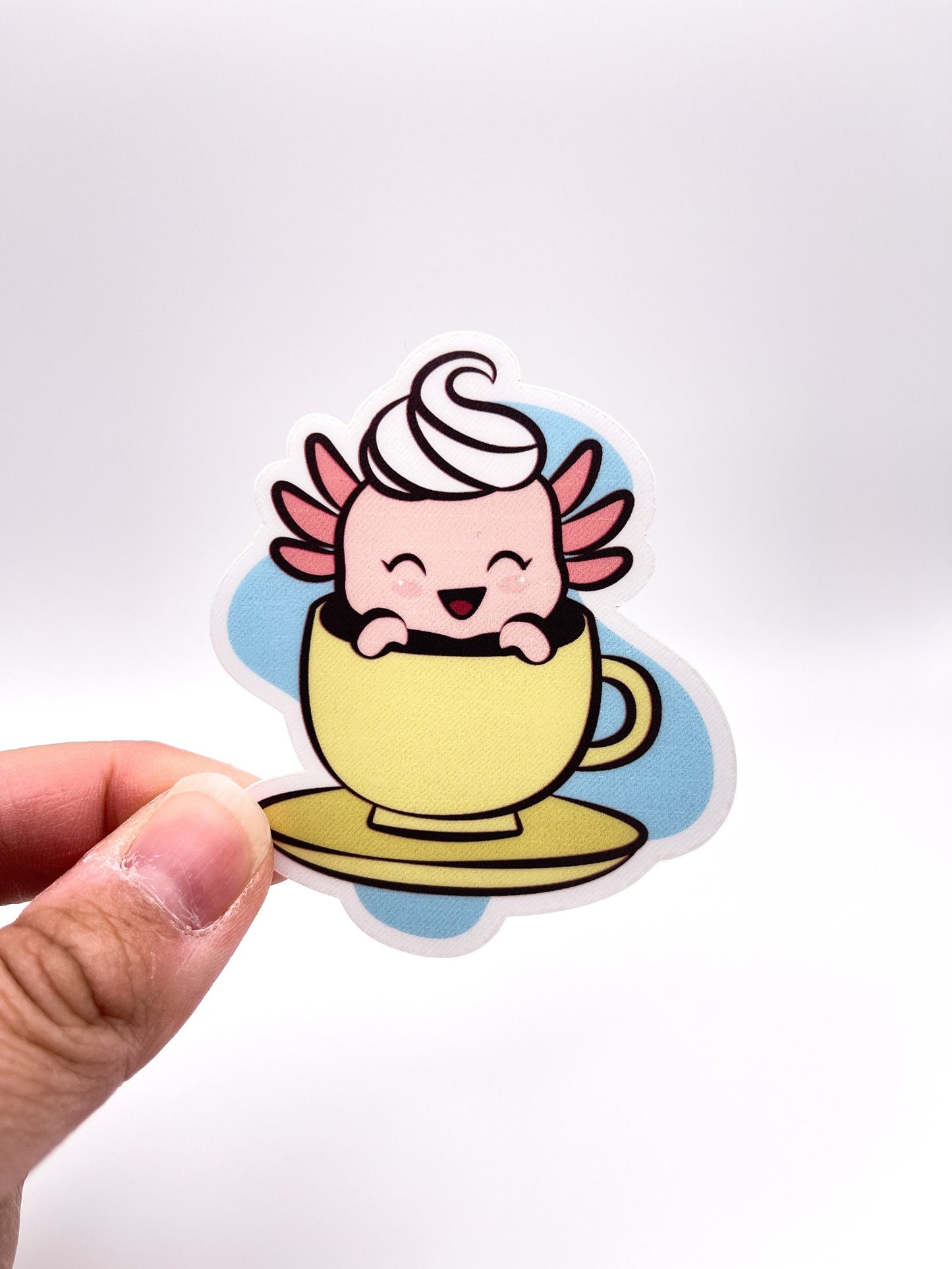 Coffee Cup Axolotl Sticker