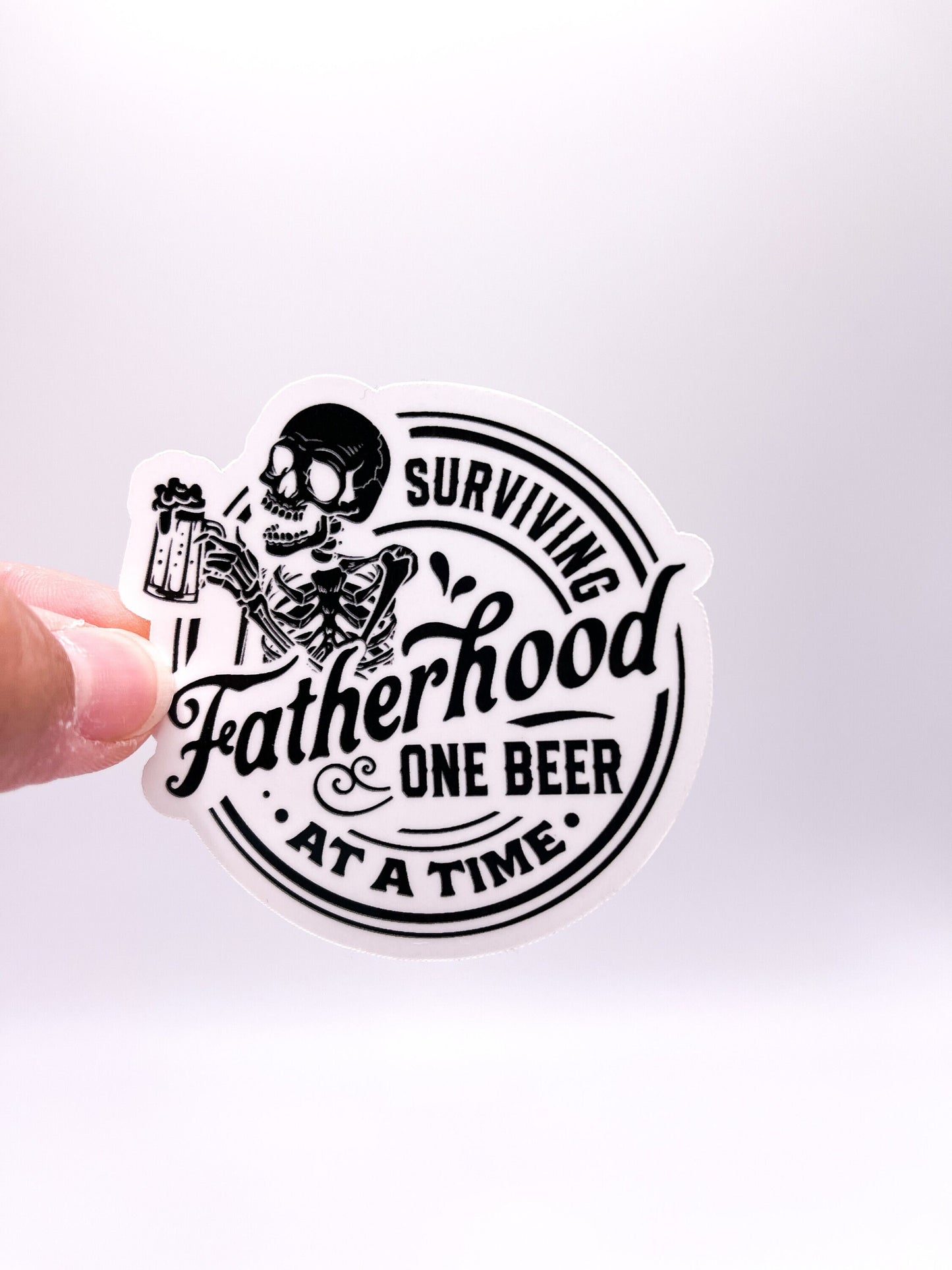 Surviving Fatherhood Sticker - Beer - Surviving - Fatherhood - Father's Day