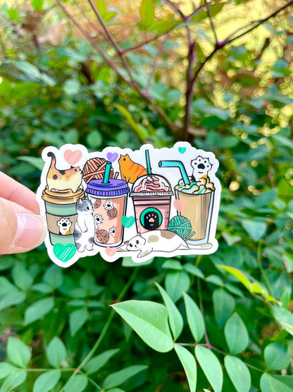 Coffee and Cat Sticker - Emotional Support - Cat Love - Cattok