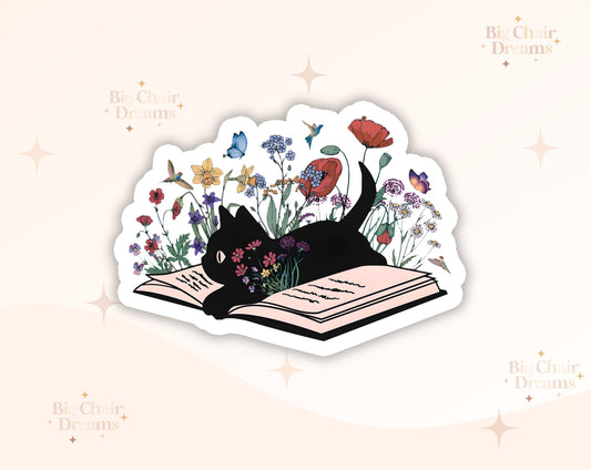 Midnight Cat Sticker - Cat Lover - Book Lover - Booktok